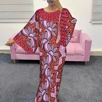 Женские платья больших размеров с круглым вырезом и длинным рукавом с принтом «летучая мышь» M оранжевый