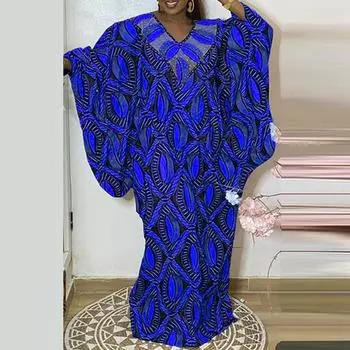 Женские платья больших размеров с V-образным вырезом и длинным рукавом с принтом S жёлтый