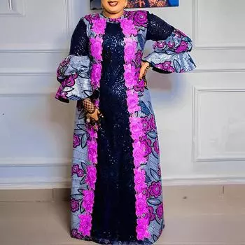 Женские платья больших размеров с круглым вырезом и принтом А-силуэта свободного покроя S жёлтый