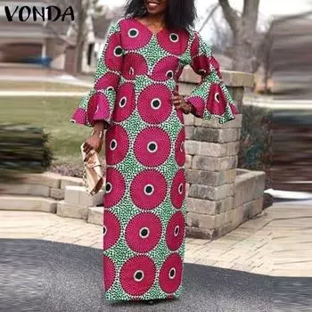 Женские платья большого размера с V-образным вырезом и длинным рукавом 5XL ярко-розовый