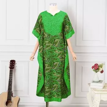 Женские платья большого размера с круглым вырезом и длинным рукавом с принтом M оранжевый