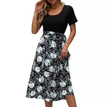 Женские платья для женщин. Летняя одежда. Женские повседневные платья с короткими рукавами. Элегантное платье. Платья до колена. L