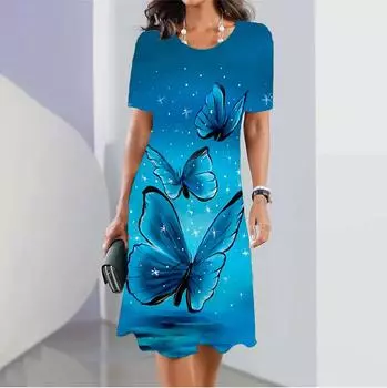 Женские платья Элегантные и красивые платья миди с цветочным принтом Женское летнее цельное платье больших размеров S