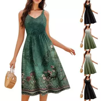 Женские платья Летние платья Плиссированная юбка-трапеция с эластичной талией L чёрный