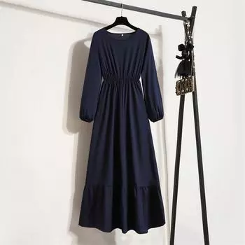 Женские платья макси в стиле бохо, летнее платье с V-образным вырезом и рукавами-фонариками, цветочное струящееся повседневное длинное платье XL тёмно-синий