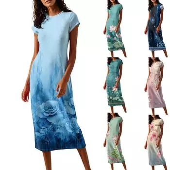 Женские платья миди с коротким рукавом и воротником-хомут, весна-лето, вечернее платье S зелёный