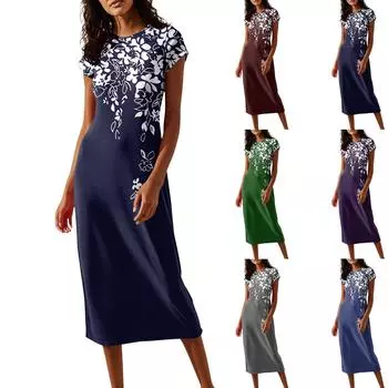 Женские платья миди с коротким рукавом и воротником-хомут, весна-лето, вечернее платье XXL зелёный