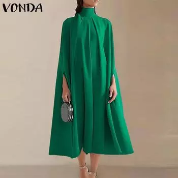 Женские платья миди с воротником-стойкой VONDA 5XL ярко-розовый