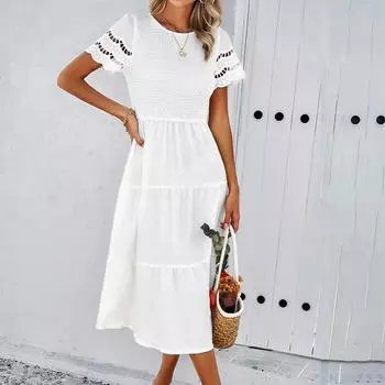 Женские платья Однотонные темпераментные длинные юбки с вырезами S белый