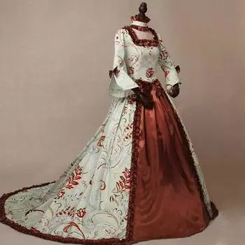 Женские платья осень-зима готические ретро цветочные бальные платья с расклешенными рукавами платья платье XXXL синий