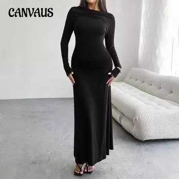 Женские платья осень-зима темперамент чистый цвет пакет бедра один лацкан S чёрный