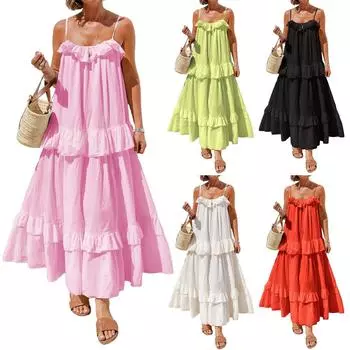 Женские платья Повседневные праздничные платья без рукавов с открытыми плечами L чёрный