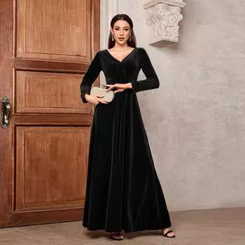 Женские платья с длинным рукавом, длинное платье макси для женщин на Ближнем Востоке, мусульманское платье абайя S чёрный