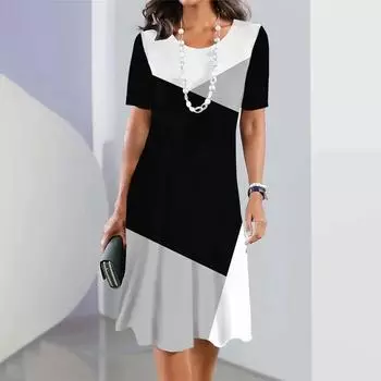 Женские платья с геометрическим и полосатым принтом. Элегантные и красивые длинные платья. Летнее цельное платье для женщин больших размеров. S