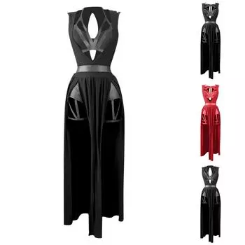 Женские платья с накладками на грудь, готические сексуальные костюмы для вечеринок в нижнем белье, красный женский комплект с повязкой L чёрный