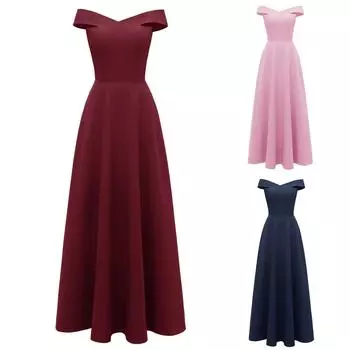 Женские платья с открытыми плечами для женщин Коктейльное платье трапециевидной формы Коктейльные платья для гостей на свадьбе M тёмно-синий