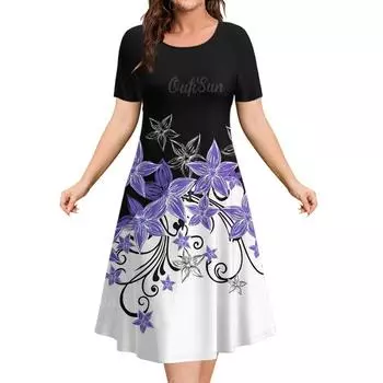 Женские платья с полной сублимацией, с цветочным принтом и короткими рукавами S