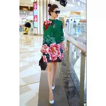 Женские платья с прикрытием живота, женское плиссированное платье, новинка 2022 года, весеннее платье с длинными рукавами M зелёный