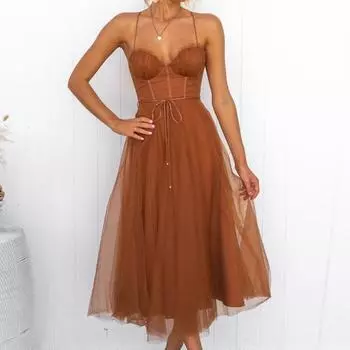 Женские платья Сетчатое вечернее платье на тонких бретельках Вечернее платье S