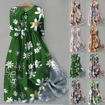 Женские платья Весна и лето Элегантные вечерние платья Maix Пляжный отдых Солнцезащитное платье Модная курортная одежда L