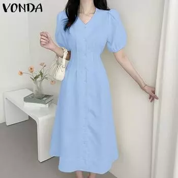 Женские платья VONDA с v-образным вырезом и объемными рукавами