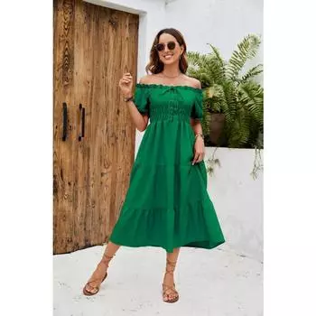 Женские платья-зонтики с завязками на шнурке, весна/лето, однотонные, с одним вырезом и коротким рукавом S бордовый