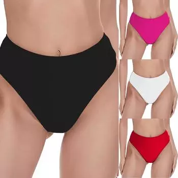 Женские плавки-бикини, сексуальное однотонное нижнее белье средней длины L чёрный