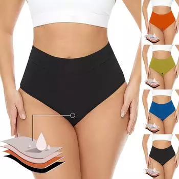 Женские плавки, физиологическое нижнее белье, четыре герметичных и гигиенических салфетки, менструальное спортивное белье тети L чёрный