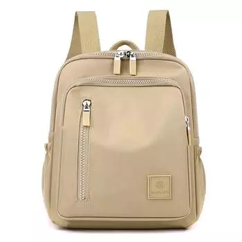 Женские плечи, свежий, милый, стильный и простой нейлоновый однотонный дорожный рюкзак серый