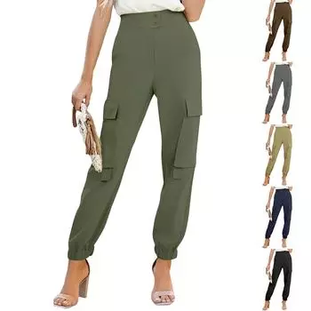 Женские плиссированные брюки-карго для походов с карманами L чёрный