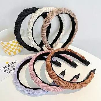 Женские плиссированные модные головные уборы с широкими краями, аксессуары, повязка на голову, сплошной цвет 17*2.6cm чёрный