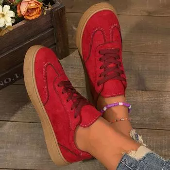 Женские плоские кроссовки, весенние и осенние кроссовки с круглым носком, удобные, легкие, модные кроссовки, дизайнерская обувь для женщин 36 красный
