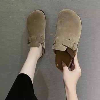 Женские плоские пробковые туфли-сабо, модные замшевые тапочки с закрытым носком на платформе для женщин, повседневные шлепанцы для отдыха на природе, обувь Zapatos 35