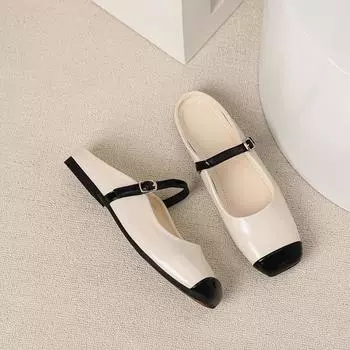 Женские плоские тапочки Летние уличные полутапочки Баотоу Женская обувь Модная весна/лето Французские плоские туфли Женские сандалии 35 чёрный