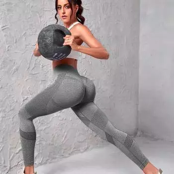 Женские плотные брюки с принтом на бедрах, спортивные штаны для йоги, леггинсы S чёрный