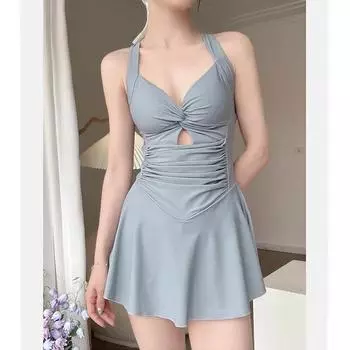 Женские пляжные купальники, черная цельная сексуальная юбка, купальники, закрывающие живот, тонкие, популярные модные консервативные купальники с горячими источниками S чёрный