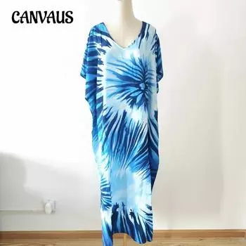 Женские пляжные накидки с принтом, пляжное длинное пляжное платье с принтом, бикини, рубашка от солнца One Size