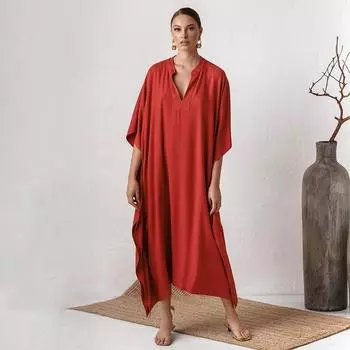 Женские пляжные платья, однотонные накидки для купальников, кафтаны, летние макси-халат, праздничные купальные костюмы One Size чёрный