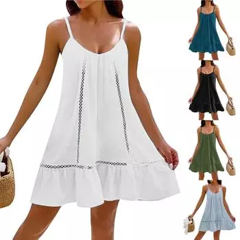 Женские пляжные платья, струящиеся бретельки-спагетти, купальники без рукавов, милые летние праздничные платья-солнце L