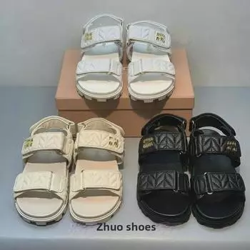 Женские пляжные сандалии на липучках 2024 года — повседневный стиль с открытым носком, весна/лето Size 39 белый