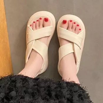 Женские пляжные сандалии с неглубоким носком, роскошный летний костюм с крестообразным узором, женская бежевая женская обувь с открытым носком, удобные черные сабо на каблуке 34 хаки