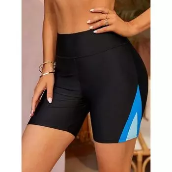 Женские пляжные шорты Charmleaks, плавки с высокой талией, однотонные шорты для плавания S синий/чёрный