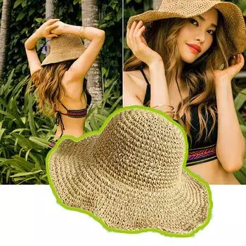 Женские пляжные солнцезащитные шляпы, рыбацкая кепка, солнцезащитная шляпа-ведро, соломенная шляпа с большими полями, уличная летняя шляпа хаки