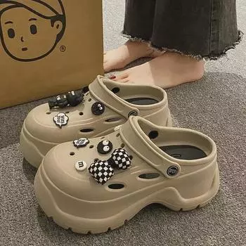 Женские пляжные тапочки EVA 2024 года на толстой подошве с нескользящим закрытым носком 36-37 (approx. 22.5cm)