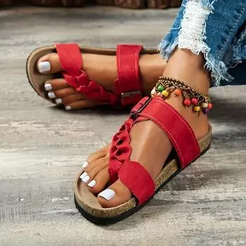 Женские пляжные тапочки, летние модные нескользящие повседневные удобные женские сандалии на платформе из искусственной кожи с пряжкой, Zapatos Para Mujeres 36