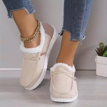 Женские плюшевые бархатные ботинки без застежек - Уютный круглый носок, теплая пушистая подкладка, нескользящая мягкая подошва - Идеальная зимняя комфортная обувь 35 чёрный