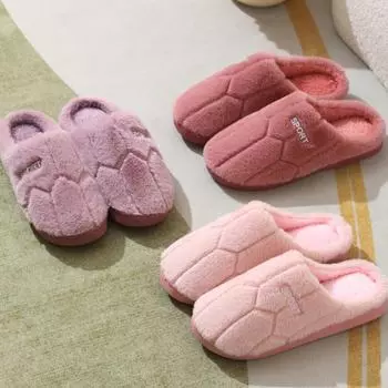 Женские плюшевые хлопковые тапочки — симпатичный дизайн с толстой подошвой для уютного зимнего комфорта, идеально подходят для дома и пар. 38-39 фиолетовый