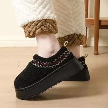 Женские плюшевые хлопковые тапочки - теплая обувь для дома и улицы, зимняя обувь 2024 г.