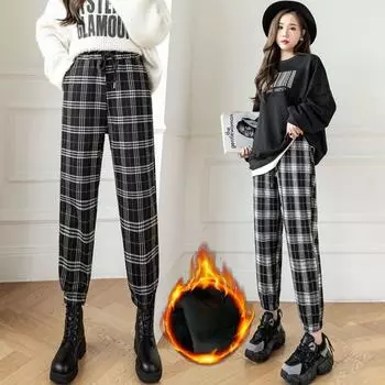 Женские плюшевые и утолщенные зимние новые теплые брюки, спортивные брюки M чёрный