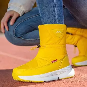 Женские плюшевые противоскользящие зимние ботинки, утепленная легкая повседневная хлопковая обувь, зимняя спортивная обувь 36 чёрный